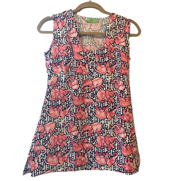 Katherine Way Pink Black and White Elephant Patterned Tunic - XS - Picture 1 of 4